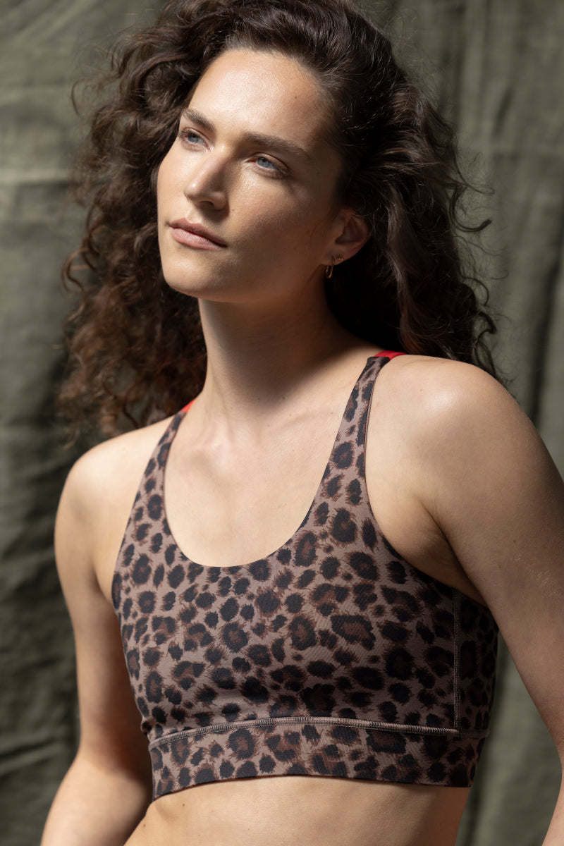 Criss-Cross Bra Print Leo Cocoa | Hey Honey Yoga & Active Wear