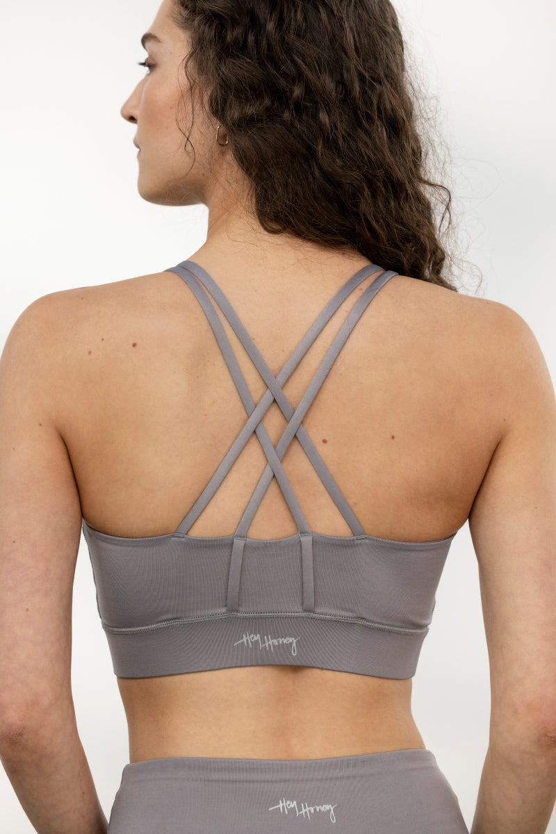 Criss-Cross Bra Stone | Hey Honey Yoga & Active Wear