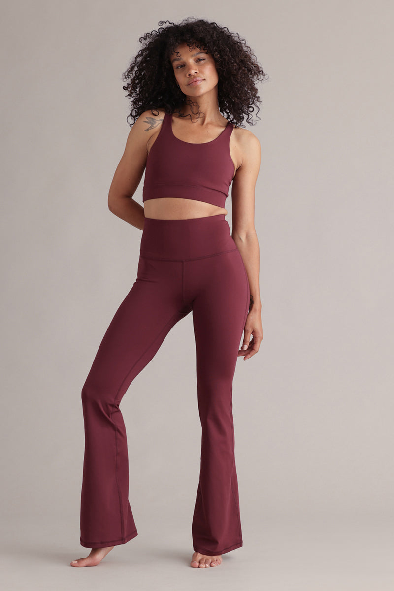 High-Waist Flared Leggings Always Dressed Italian Plum | Hey Honey & Active Wear