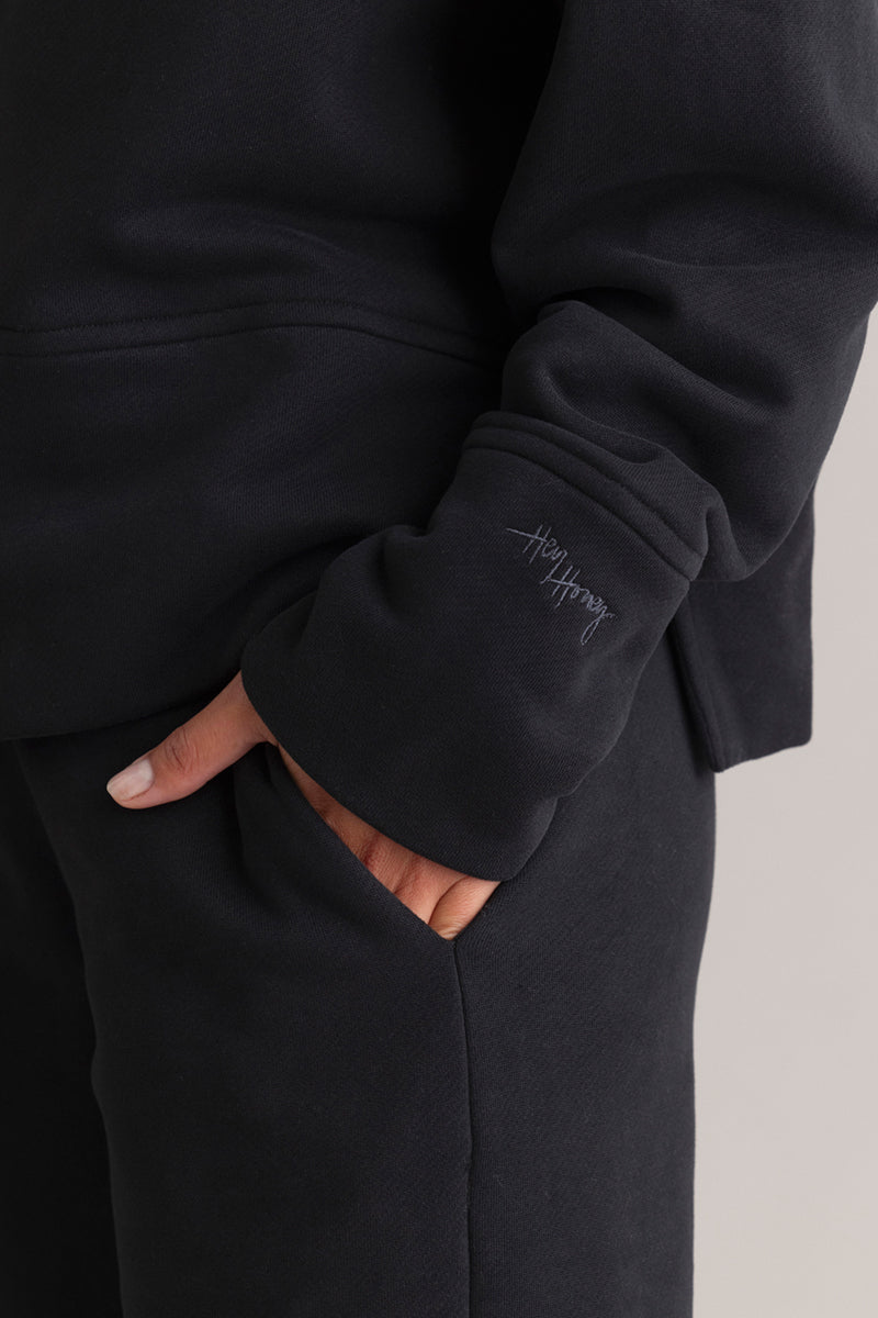 Cosy Hoodie Long Cuffs Black | Hey Honey & Active Wear