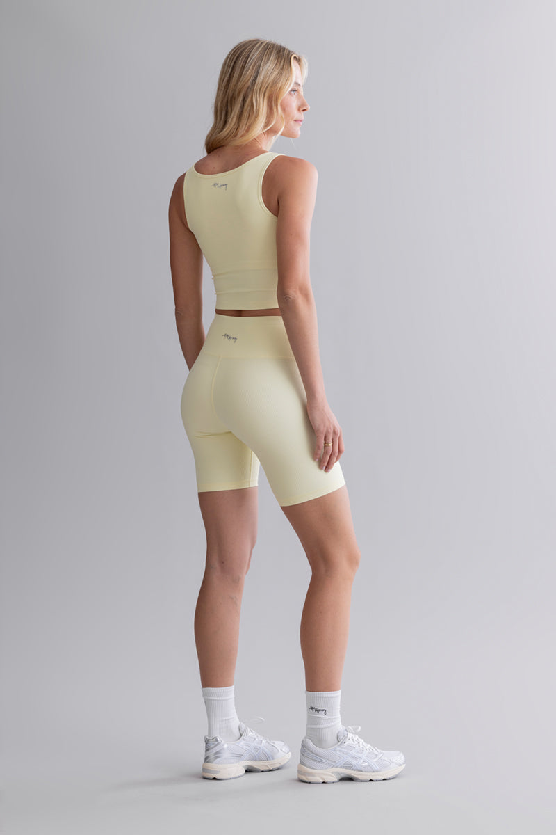 Biker Ribbed Pastel Yellow | Hey Honey & Active Wear