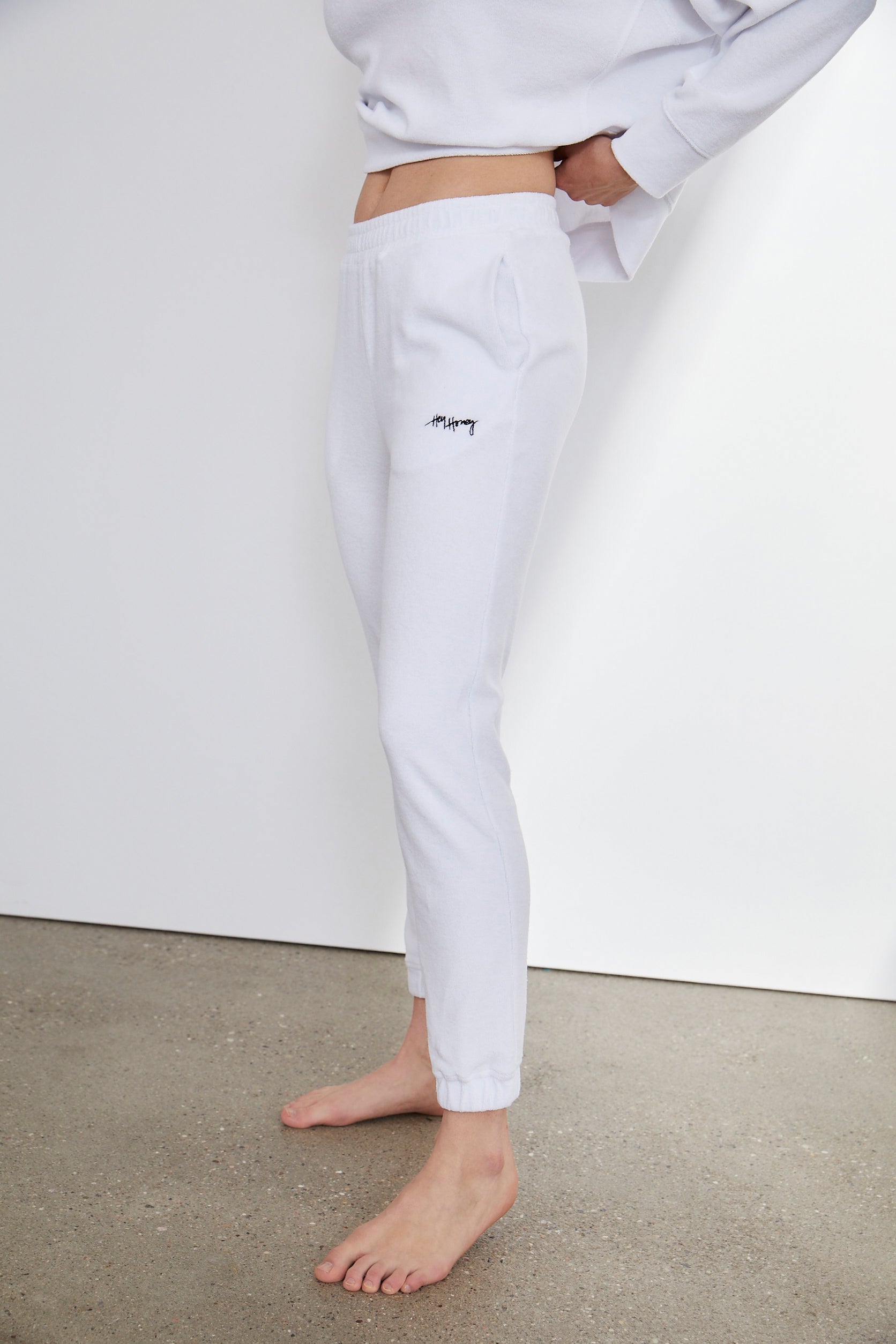 Terry Trackpant White | Hey Honey Yoga & Active Wear