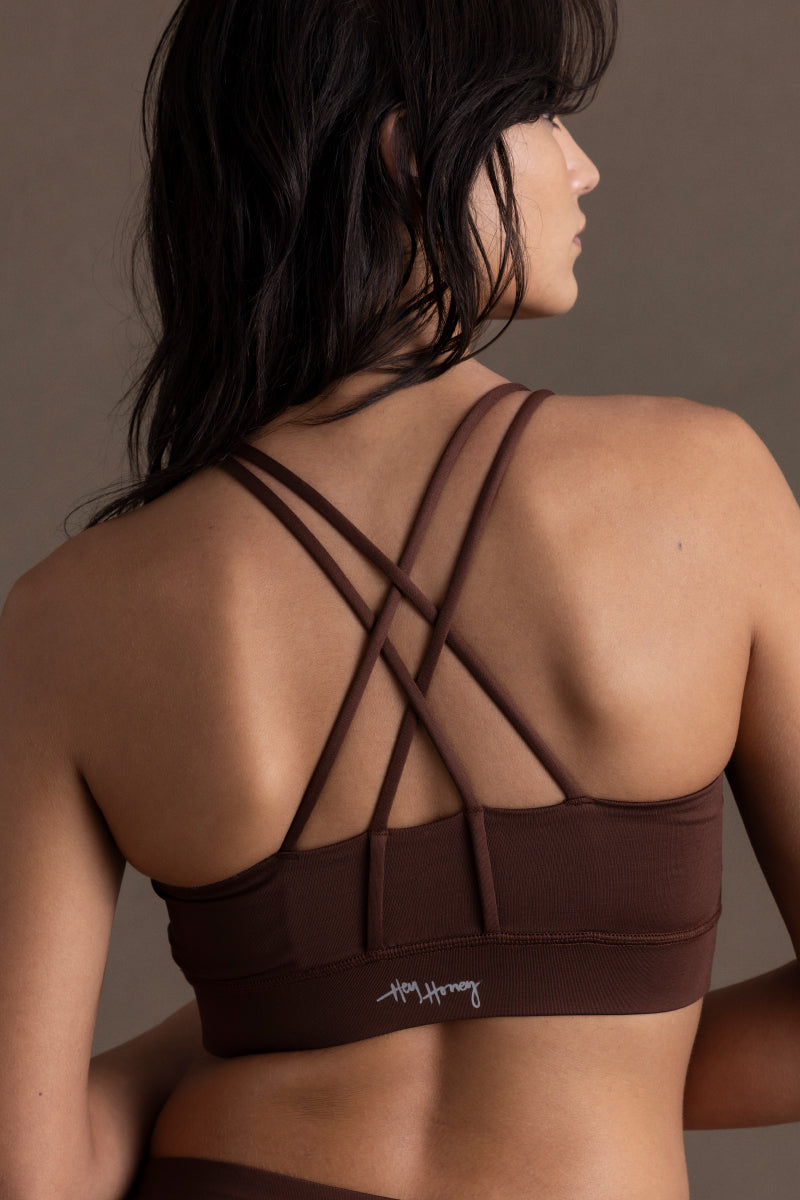 Criss-Cross Bra Chocolate | Hey Honey Yoga & Active Wear