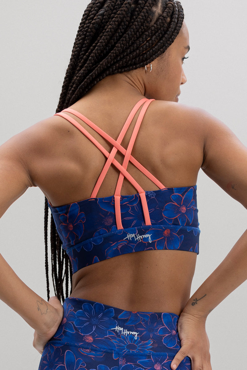 Criss-Cross Bra Print Flower Daze | Hey Honey Yoga & Active Wear