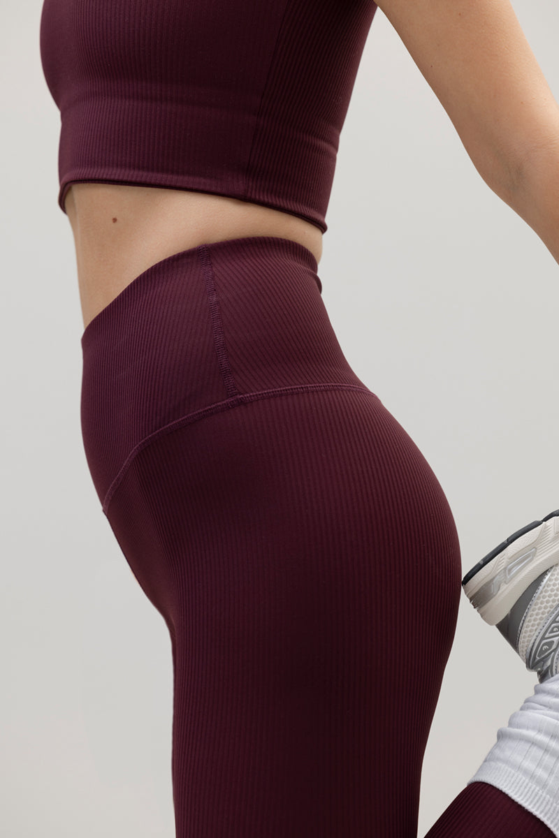 High-Waist Leggings Ribbed Wine | Hey Honey & Active Wear