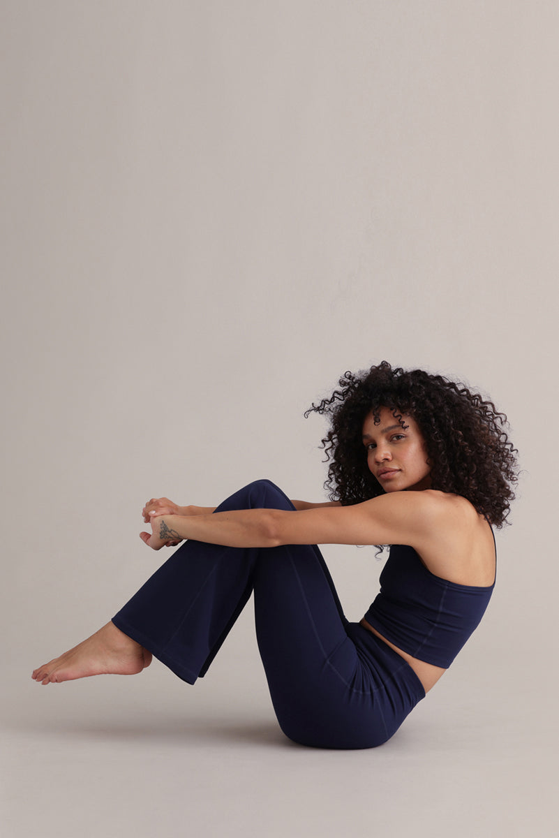 High-Waist Leggings Flared Always Dressed Baritone Blue | Hey Honey & Active Wear