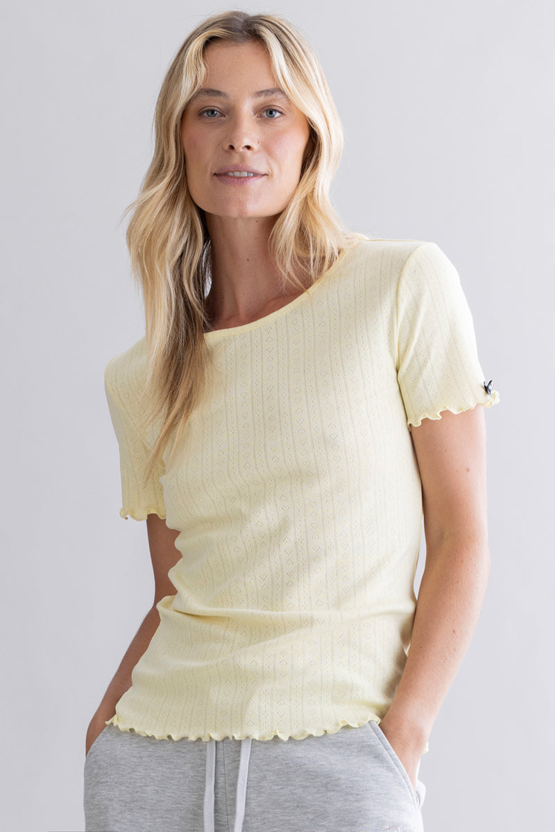 Pointelle T-Shirt Pastel Yellow | Hey Honey & Active Wear