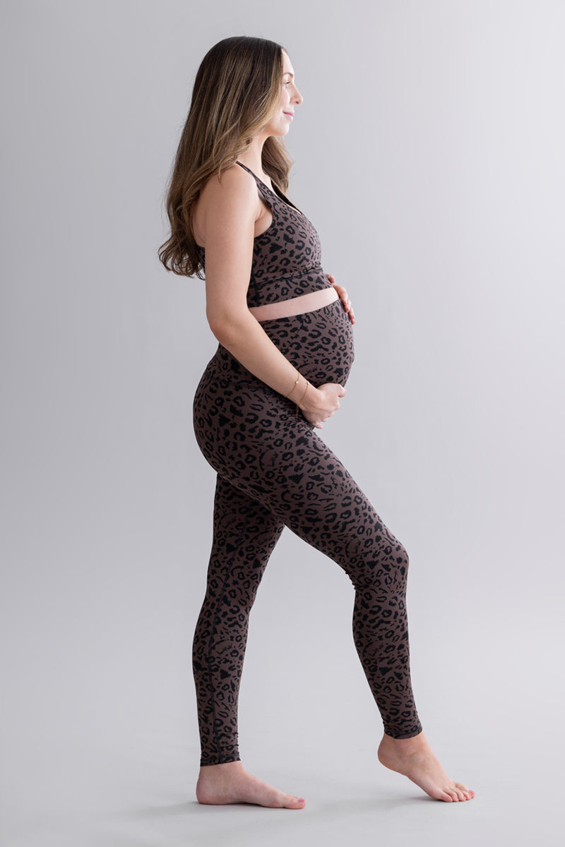 Maternity Leggings Mono Leo Soft Brown | Hey Honey & Active Wear