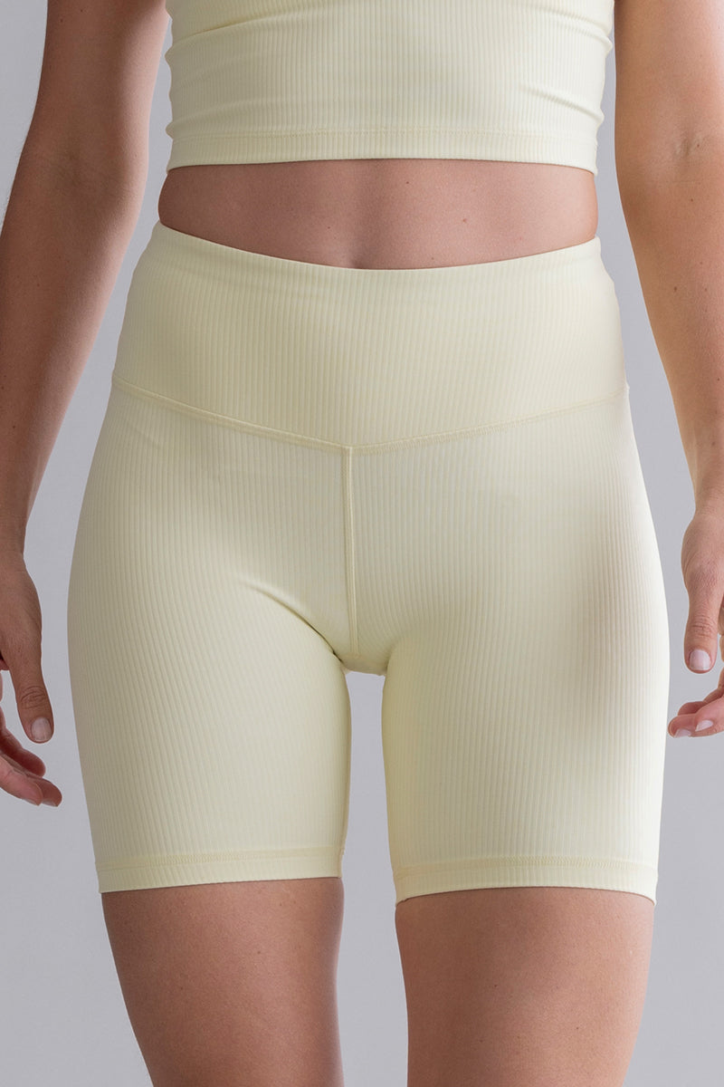 Biker Ribbed Pastel Yellow | Hey Honey & Active Wear