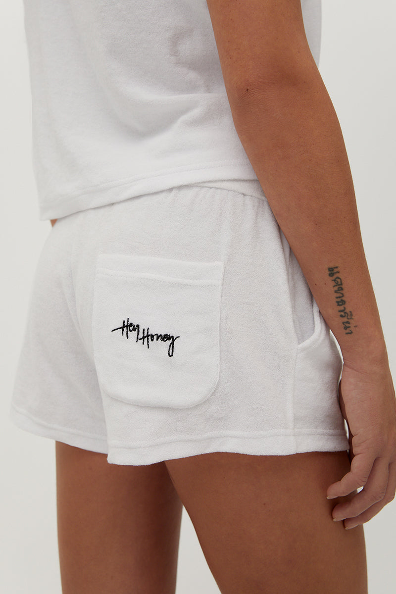 Terry Short White | Hey Honey Yoga & Active Wear